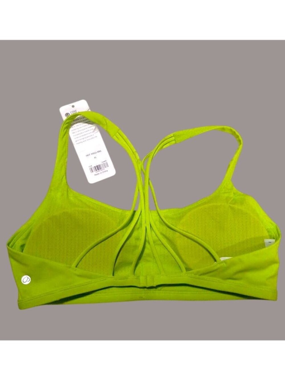 CRZ Yoga XL Womens Strappy Back Sports Bra Neon Green Polyamide/Elastane Activew